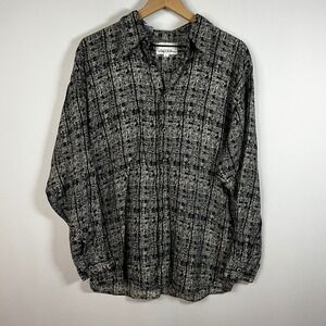 Vintage Virgola Blouse Women Large Patterned Long Sleeve Button Down Shirt Italy